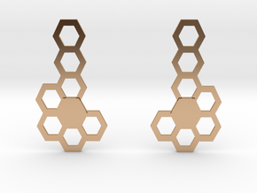 Honeycomb Earrings 34x18mm in Polished Bronze