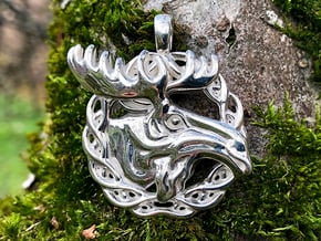 Moose Pendant Jewelry in Polished Silver