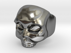 Half Skull ring in Polished Silver