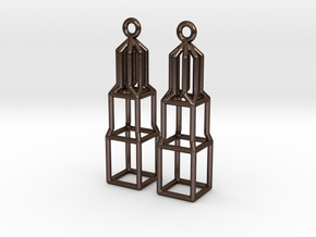 Metal Dom Earrings (Small) in Polished Bronze Steel