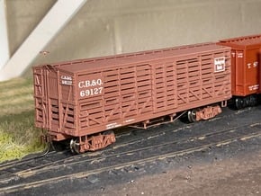 HO scale CB&Q SM-9 stock car sides in Tan Fine Detail Plastic