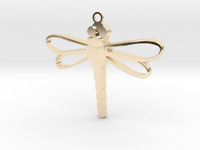 Dragonfly Pendant in 14k Gold Plated Brass