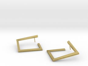 square earring in Natural Brass