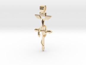 Flamel's cross in 14k Gold Plated Brass