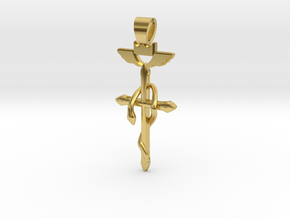 Flamel's cross in Polished Brass
