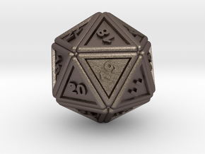 Panels D20 (spindown) in Polished Bronzed-Silver Steel: Small