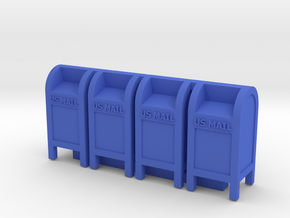 Mail Box - US Mail (4) 1:64 'S' Scale in Blue Processed Versatile Plastic