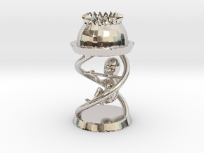 Expectant Chess Queen in Rhodium Plated Brass