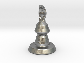 Chess-piece Bishop Snake Sculpture in Natural Silver