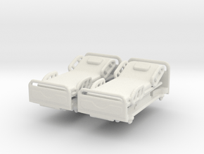 Modern Hospital Bed (x2) 1/87 in White Natural Versatile Plastic