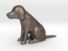 Minimalist Sitting Dog figurine in Polished Bronzed-Silver Steel