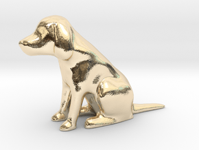 Minimalist Sitting Dog figurine in 14K Yellow Gold
