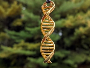DNA Helix Necklace Pendant - Gold or Rhodium in 14k Gold Plated Brass