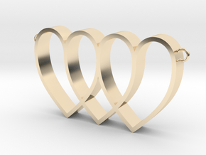 3 hearts entangled  in 14k Gold Plated Brass: Medium