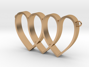 3 hearts entangled  in Polished Bronze: Medium