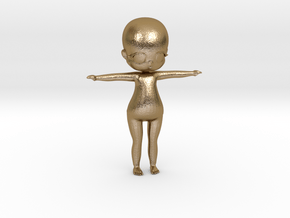 Chibi Base test - Tall 4.7 cm in Polished Gold Steel