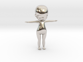 Chibi Base test - Tall 4.7 cm in Rhodium Plated Brass