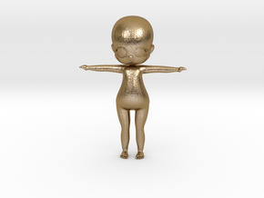 Chibi Base Test - Tall 5.8cm in Polished Gold Steel