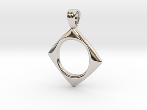 Pierced square [pendant] in Rhodium Plated Brass