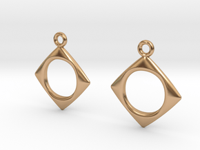 Pierced square [Earrings] in Polished Bronze