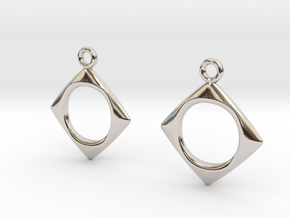 Pierced square [Earrings] in Rhodium Plated Brass