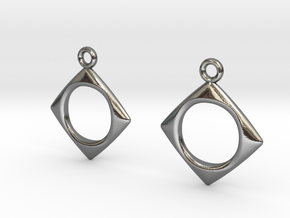 Pierced square [Earrings] in Polished Silver