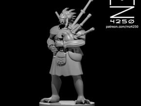 Dragonborn Male Bard with Bagpipes 2 in Smooth Fine Detail Plastic