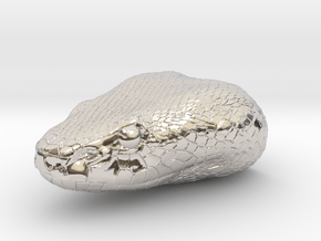 Snake Head in Rhodium Plated Brass: 15mm