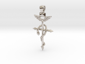 Flamel's cross [pendant] in Rhodium Plated Brass