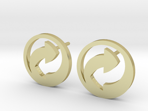 Recycle Symbol earrings (studs) in 18k Gold Plated Brass