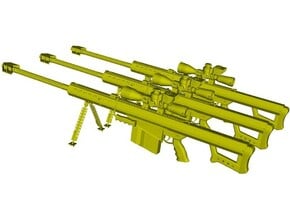 1/12 scale Barret M-82A1 / M-107 0.50" rifles x 3 in Clear Ultra Fine Detail Plastic