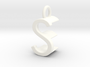 Two way letter pendant - ES SE in White Processed Versatile Plastic