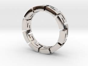 Silver Meander Ring in Rhodium Plated Brass: 6 / 51.5