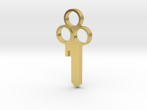 Chastity Key Blank - Three Circles in Polished Brass