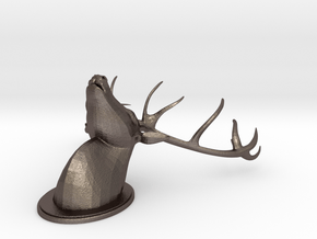 Printable Wall Decorative Antler in Polished Bronzed-Silver Steel