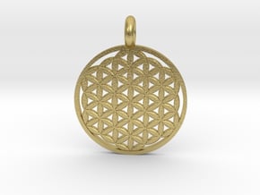 Flower of Life Sacred Geometry pendant approx 22mm in Natural Brass: Small