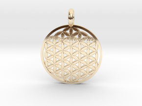 Flower of Life Sacred Geometry pendant approx 22mm in 14K Yellow Gold: Small