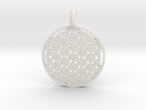 Flower of Life Sacred Geometry pendant approx 22mm in White Natural Versatile Plastic: Small