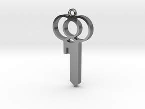 Chastity Key Blank - Loops in Fine Detail Polished Silver