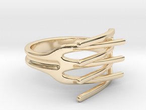 Forks [open and sizable ring] in 14k Gold Plated Brass