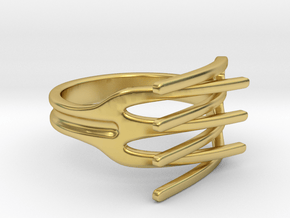 Forks [open and sizable ring] in Polished Brass