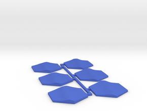 6pk Surf break terrain hex tile counters in Blue Processed Versatile Plastic