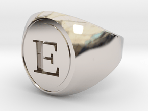 Classic Signet Ring - Letter E (ALL SIZES) in Platinum: 5 / 49