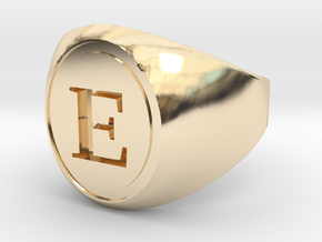Classic Signet Ring - Letter E (ALL SIZES) in 14k Gold Plated Brass: 5.5 / 50.25