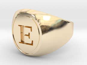 Classic Signet Ring - Letter E (ALL SIZES) in 14K Yellow Gold: 7.5 / 55.5