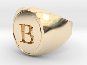 Classic Signet Ring - Letter B (ALL SIZES) in 14k Gold Plated Brass: 5.5 / 50.25