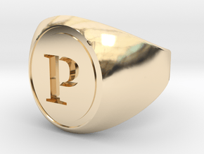 Classic Signet Ring - Letter P (ALL SIZES) in 14k Gold Plated Brass: 5.5 / 50.25