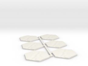 6pk River terrain hex tile counters in White Natural Versatile Plastic