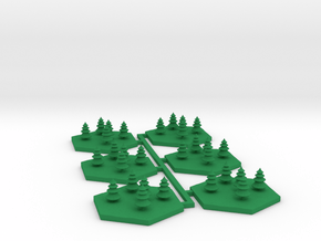 6pk Conifer woods terrain hex tile counters in Green Processed Versatile Plastic