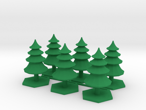 6pk Conifer tree terrain hex tile counter in Green Processed Versatile Plastic